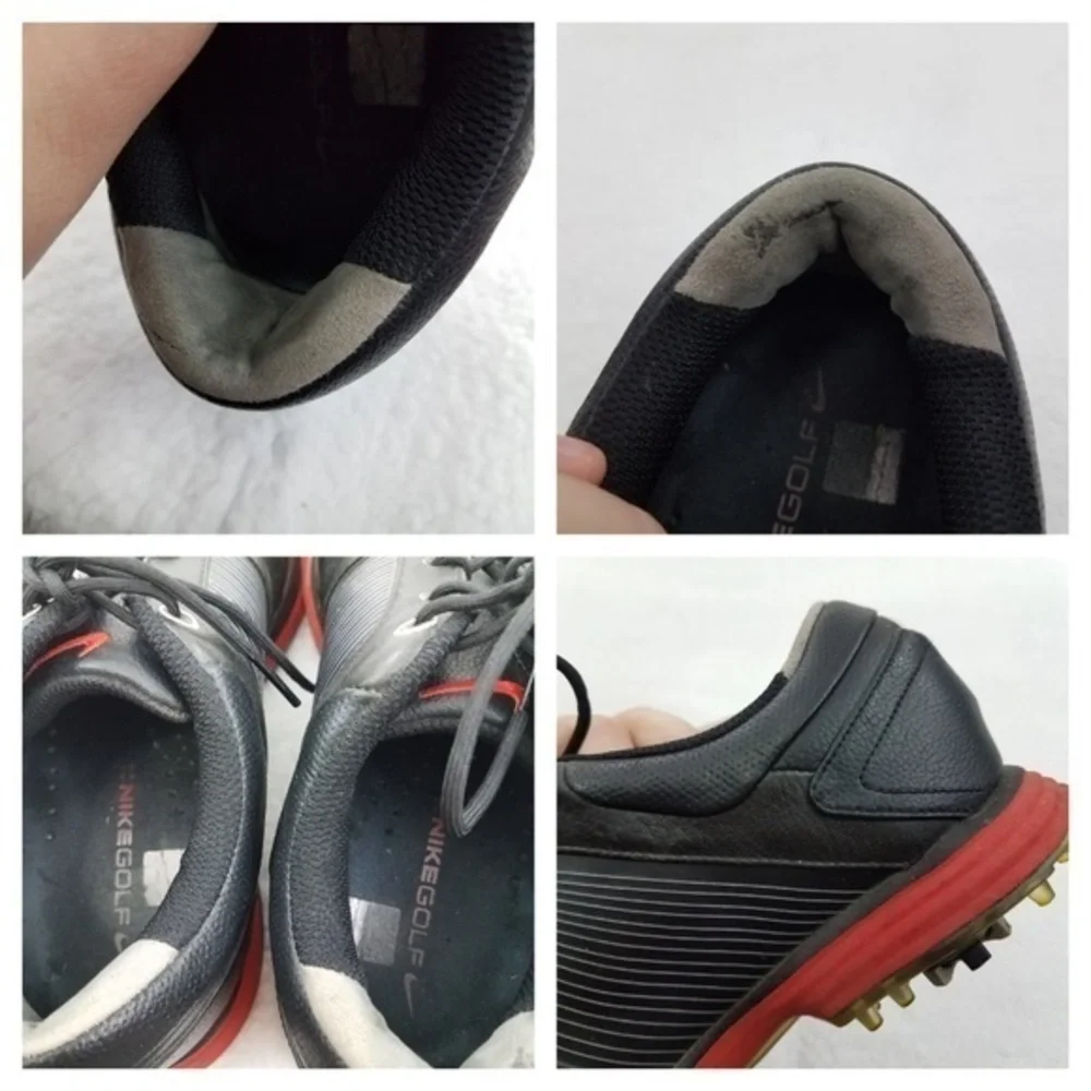 Nike Golf Cleats 8 lunar swingtip leather Control Black Red Flywire Tennis Shoes